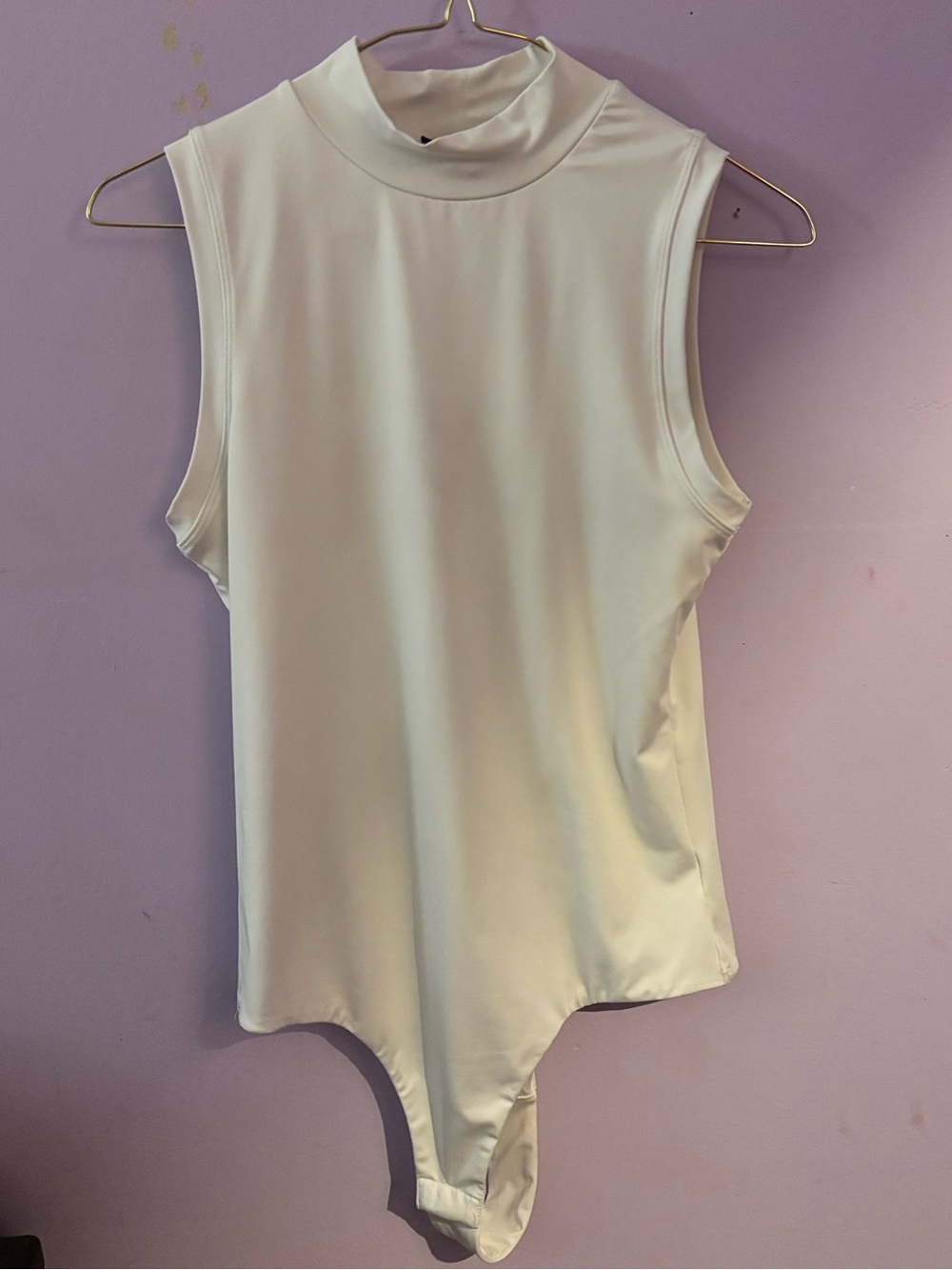 Almost Famous Sleeveless Mock Neck Bodysuit - White